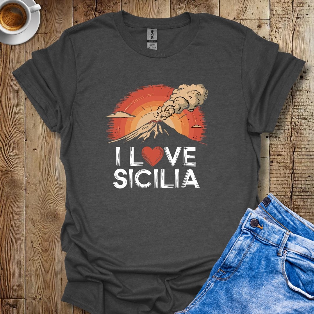 I Love Sicilia Mt Etna Sunset T-shirt