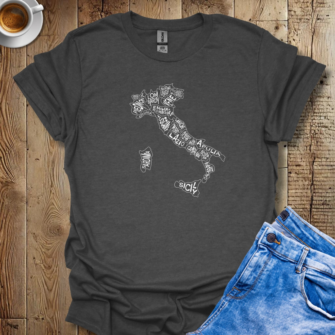 Regional Map of Italy in White T-shirt