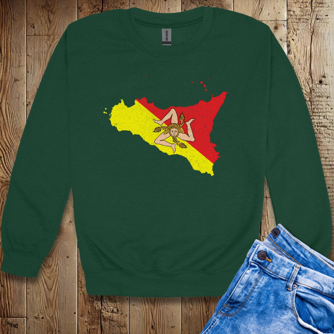 Distressed Style Map of Sicily Sicilia Sweatshirt