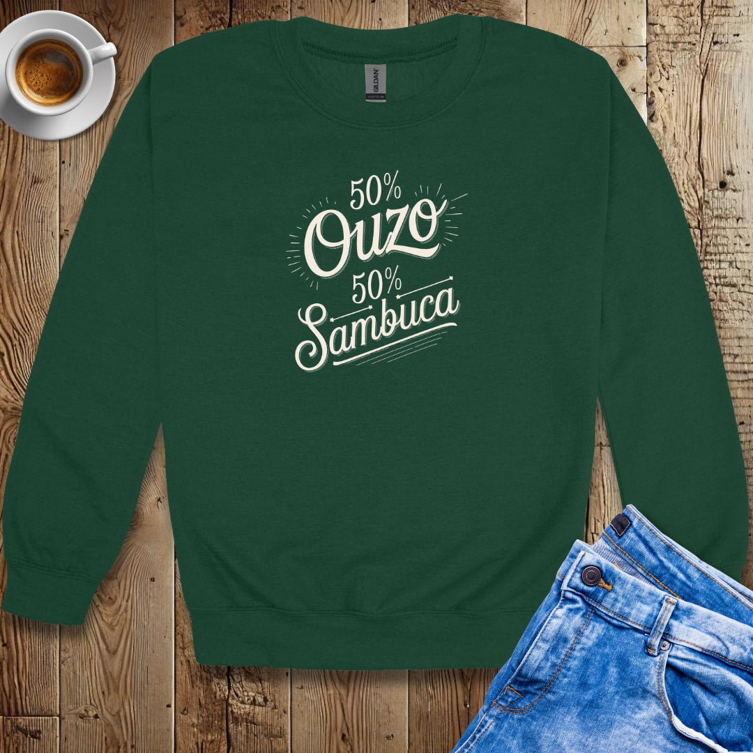 50% Ouzo 50% Sambuca Half Greek Italian Sweatshirt