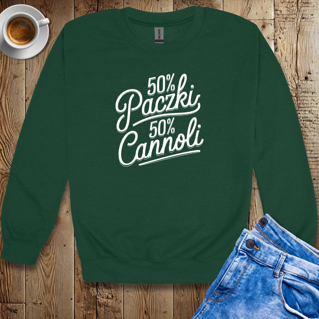 50% Paczki 50% Cannoli Half Polish Italian Crew Neck Sweatshirt