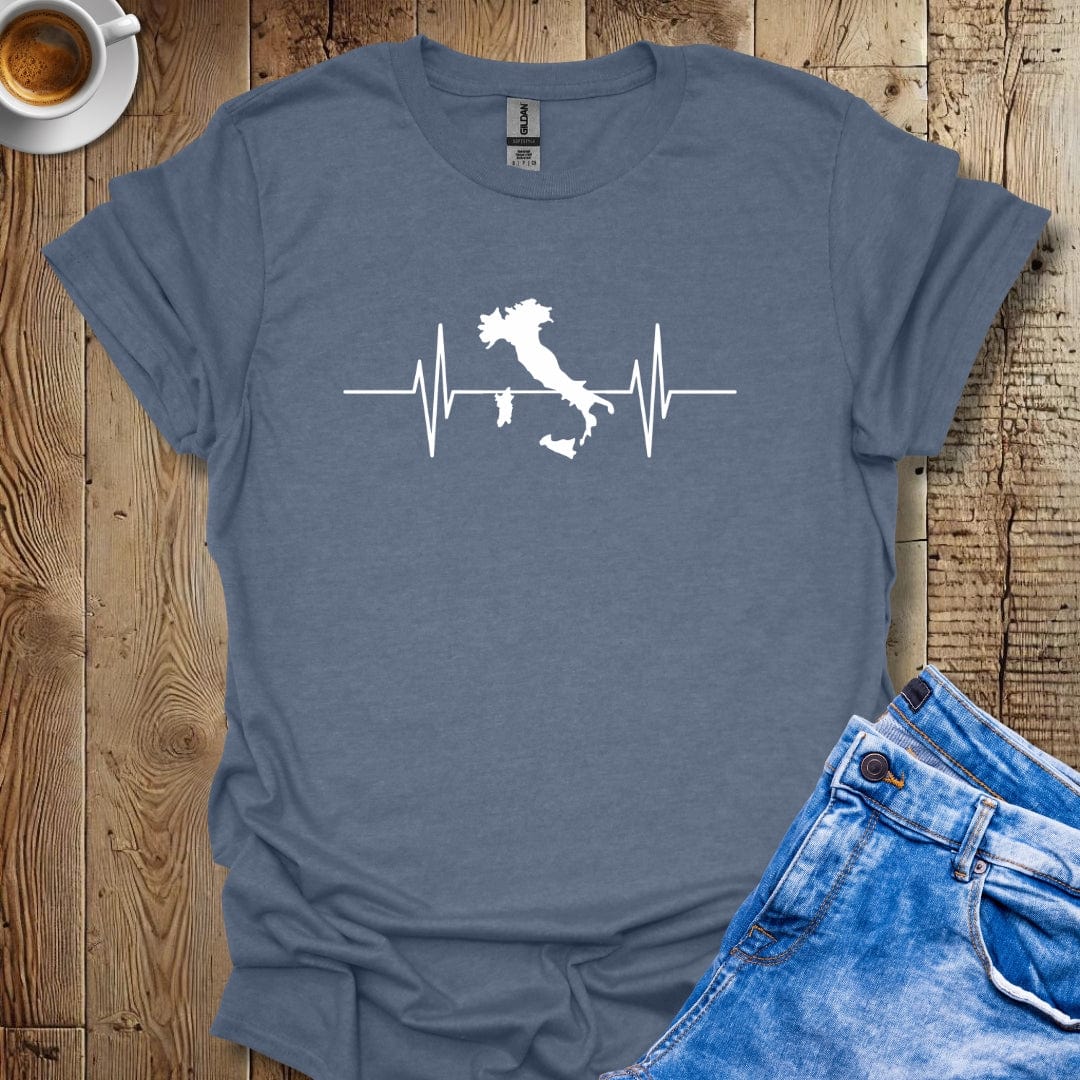 Italy Map Heartbeat T-shirt