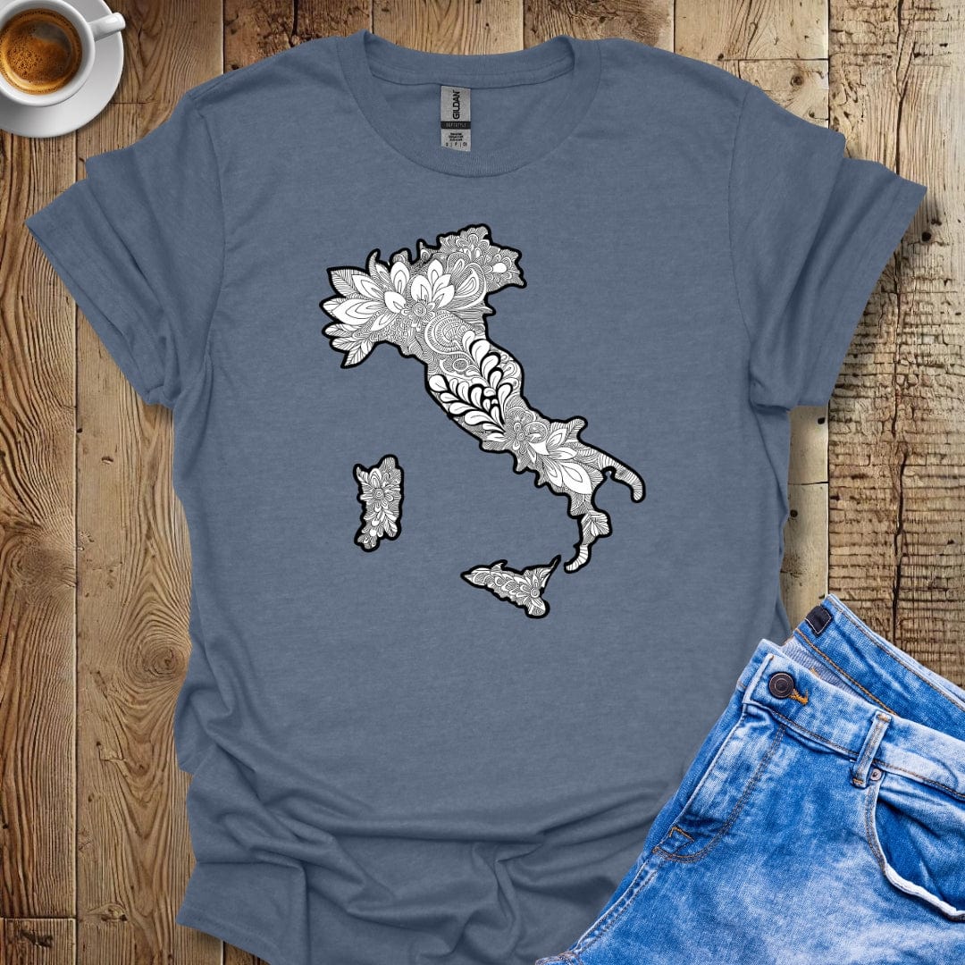 Black and White Italy Mandala Italian Pride T-shirt