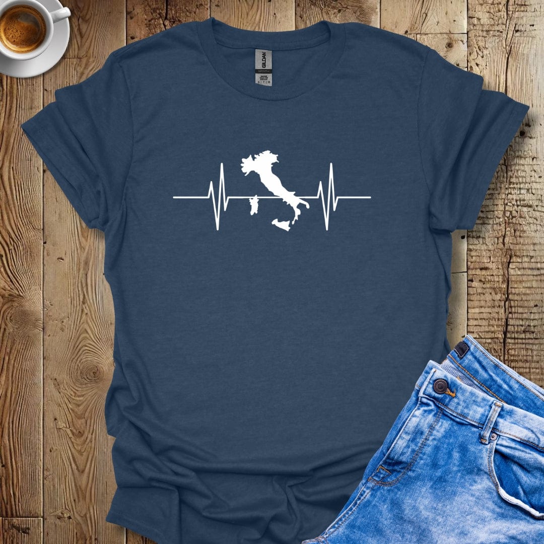 Italy Map Heartbeat T-shirt