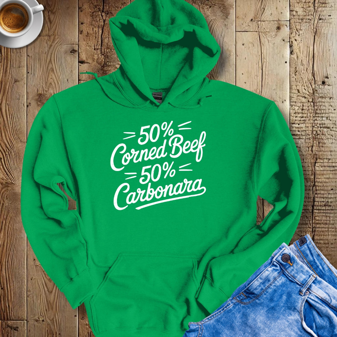 50% Corned Beef 50% Carbonara Half Irish Italian Hoodie Sweatshirt