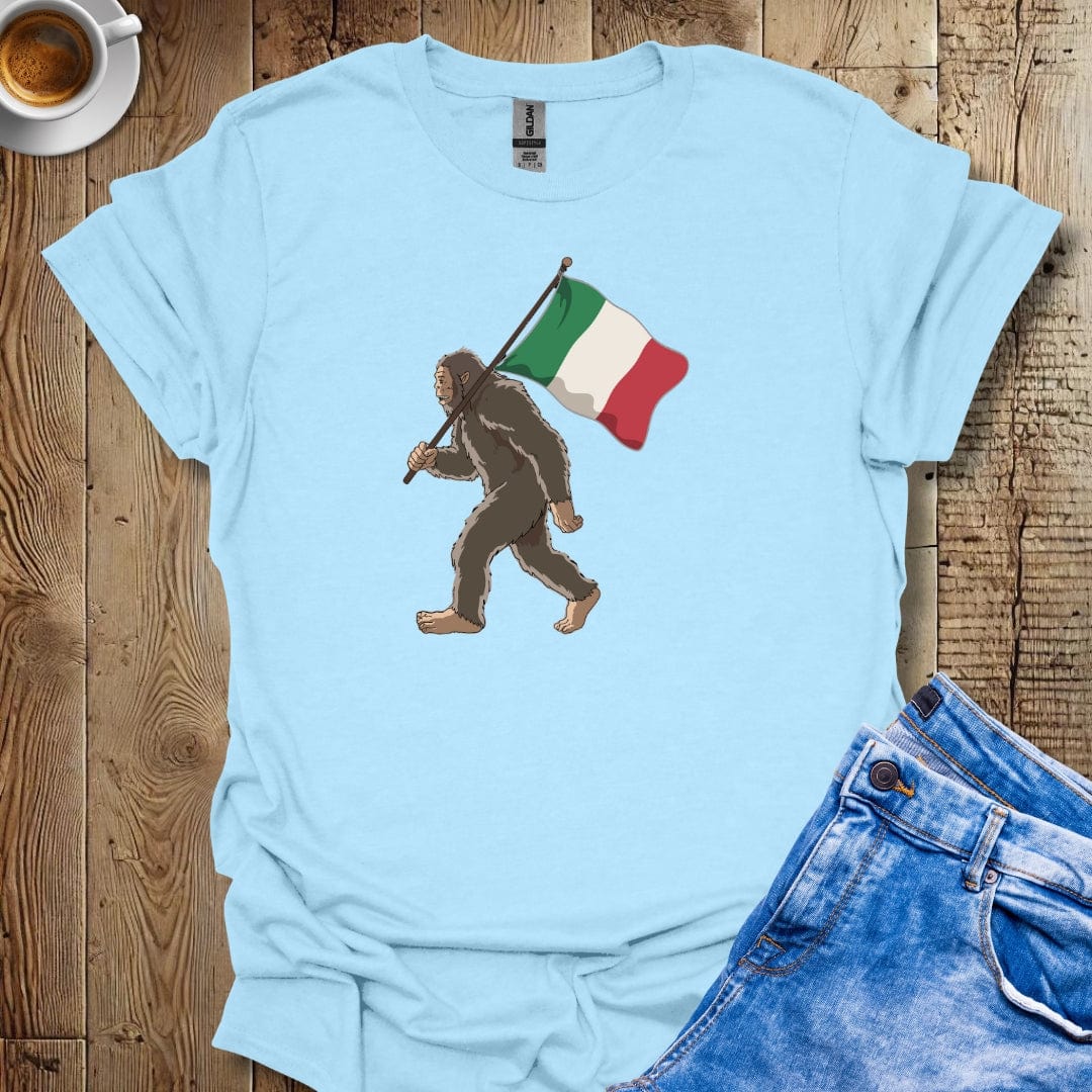 Sasquatch Big Foot with Italian Flag T-shirt