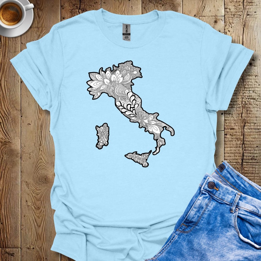 Black and White Italy Mandala Italian Pride T-shirt