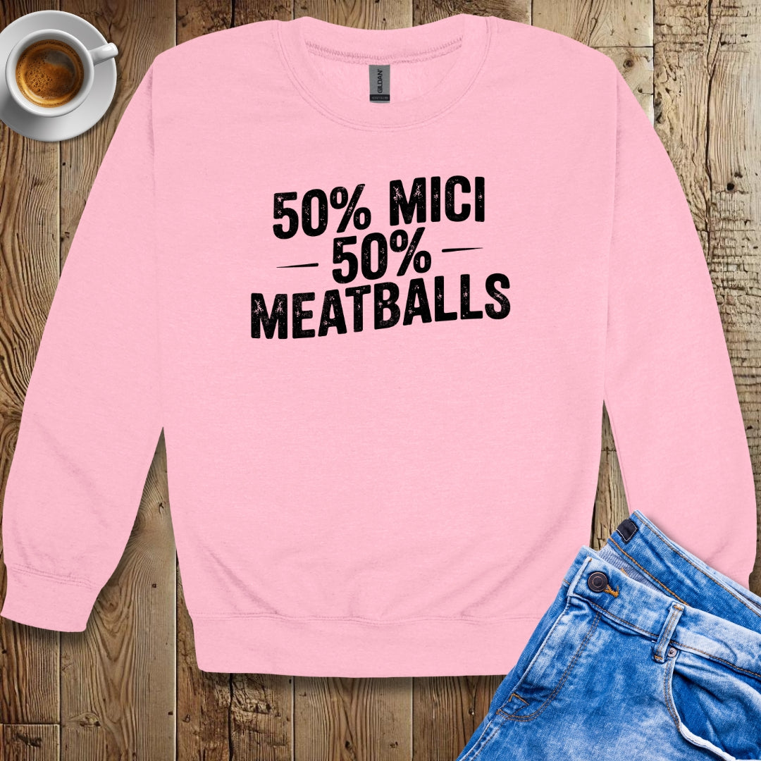 50% Mici 50% Meatballs Half Romanian Italian Crew Neck Sweatshirt