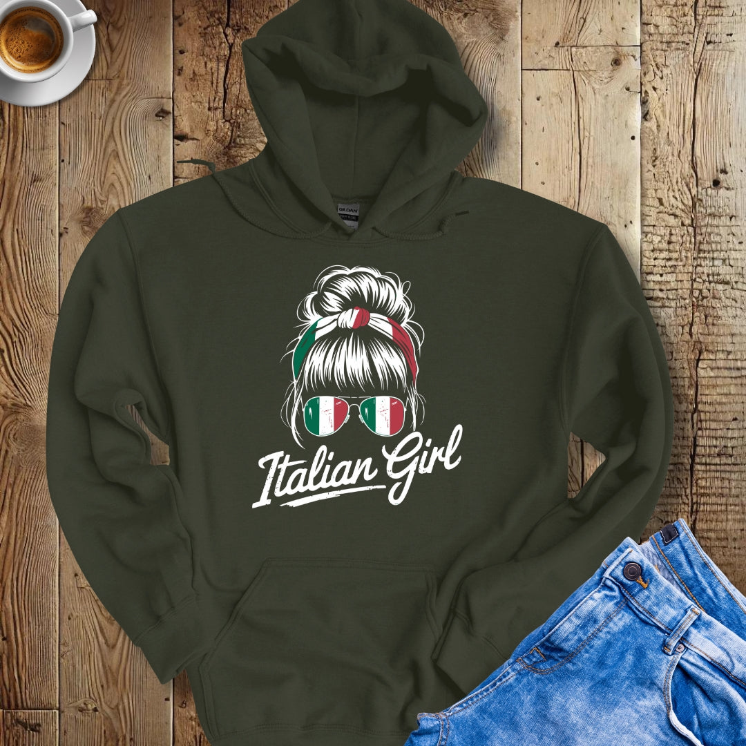 Italian Girl Messy Bun Hoodie Sweatshirt