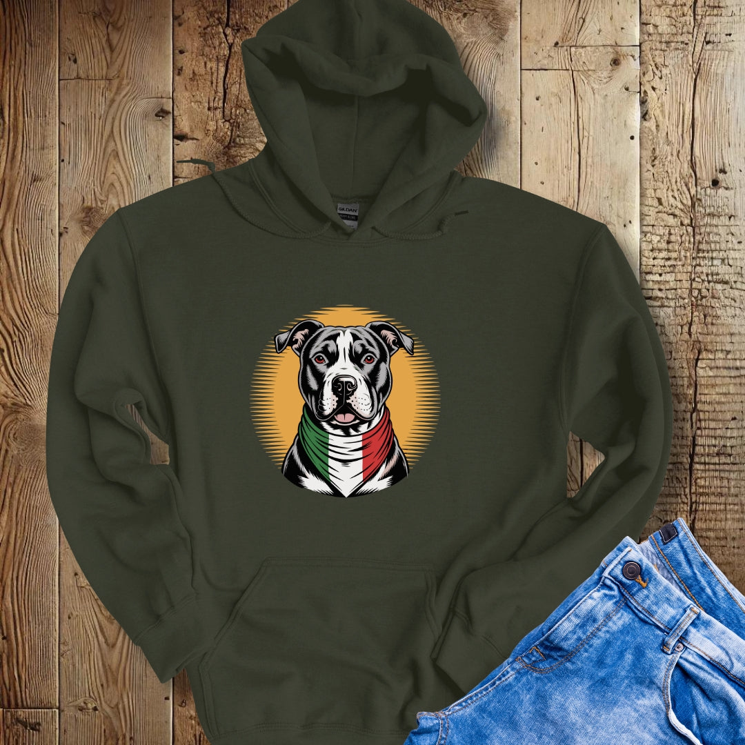 Pit Bull Italian Flag Bandana Hoodie Sweatshirt