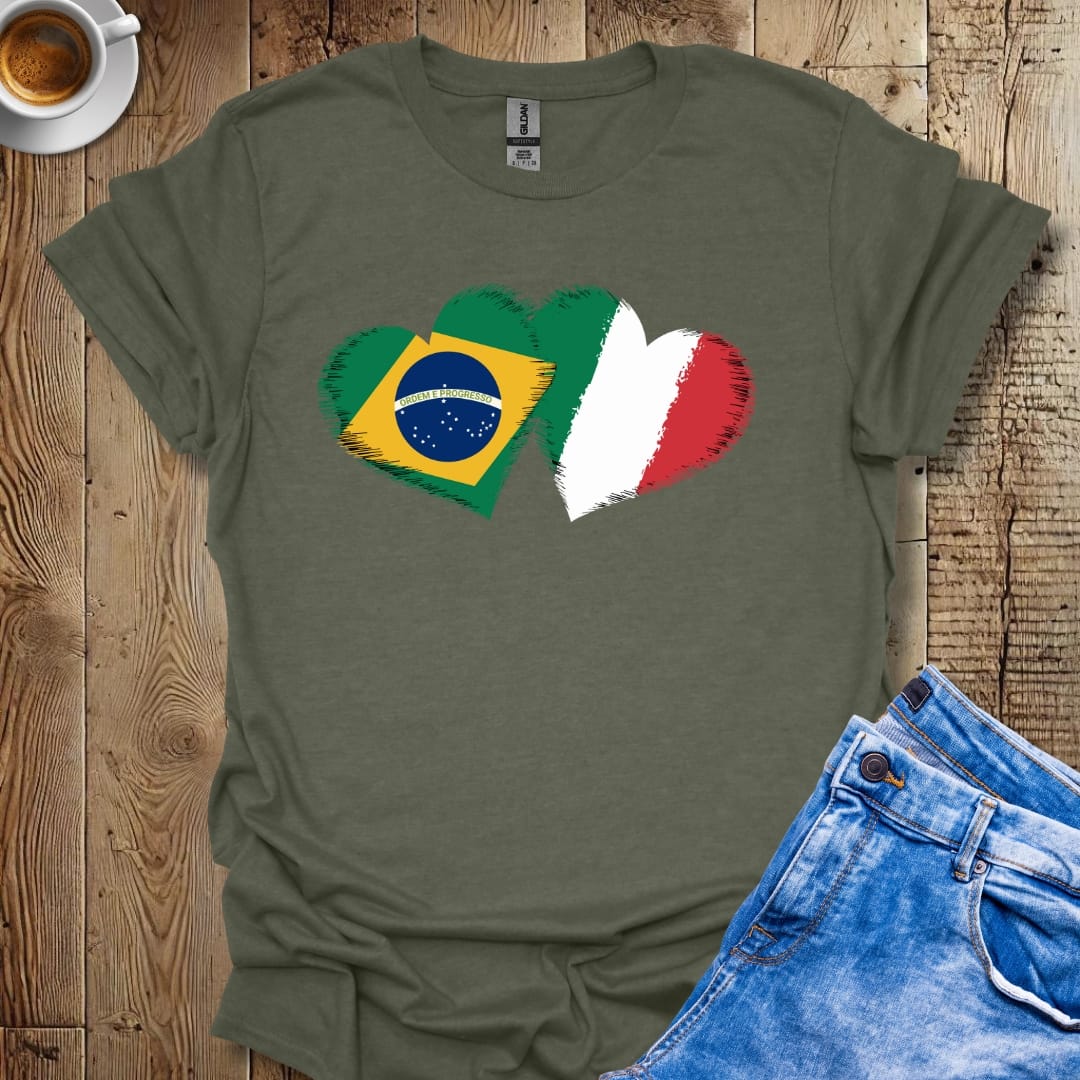 Half Brazilian Italian Flags T-Shirt