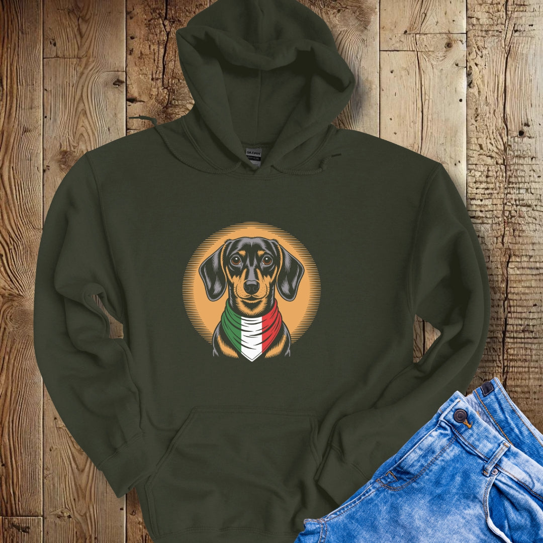 Dachshund Italian Flag Bandana Hoodie Sweatshirt
