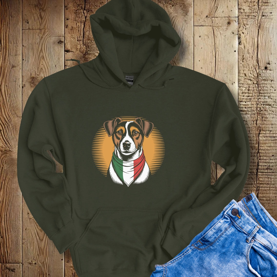 Jack Russell Italian Flag Bandana Hoodie Sweatshirt