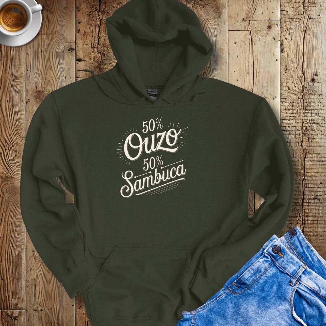 50% Ouzo 50% Sambuca Half Greek Half Italian Hoodie Sweatshirt