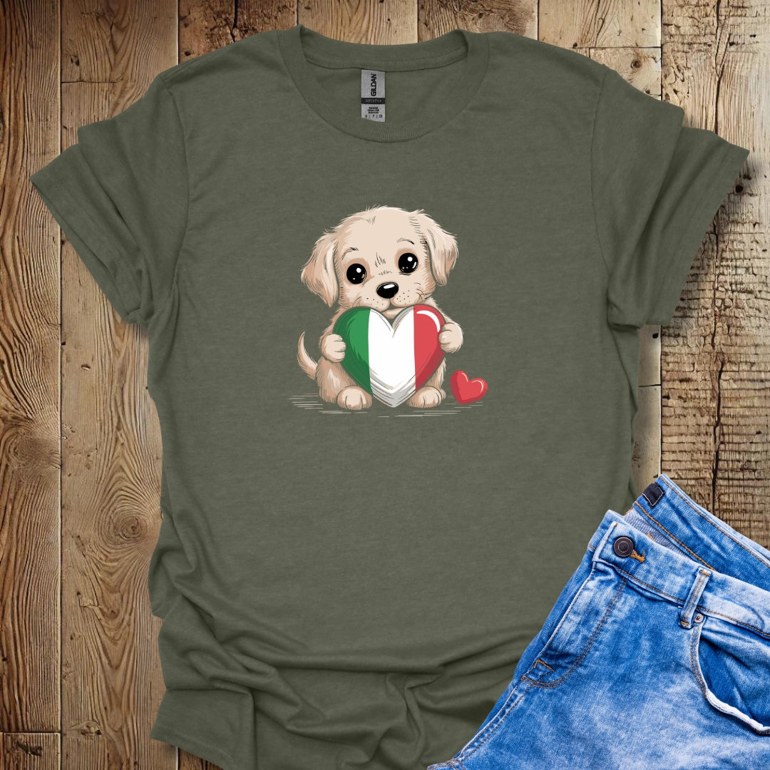 Labrador Puppy with Italian Heart Flag T-shirt