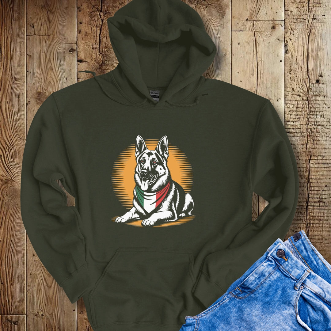 German Shepherd Italian Flag Bandana Hoodie Sweatshirt