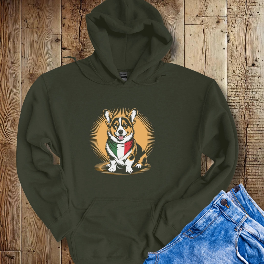 Corgi Italian Flag Bandana Hoodie Sweatshirt