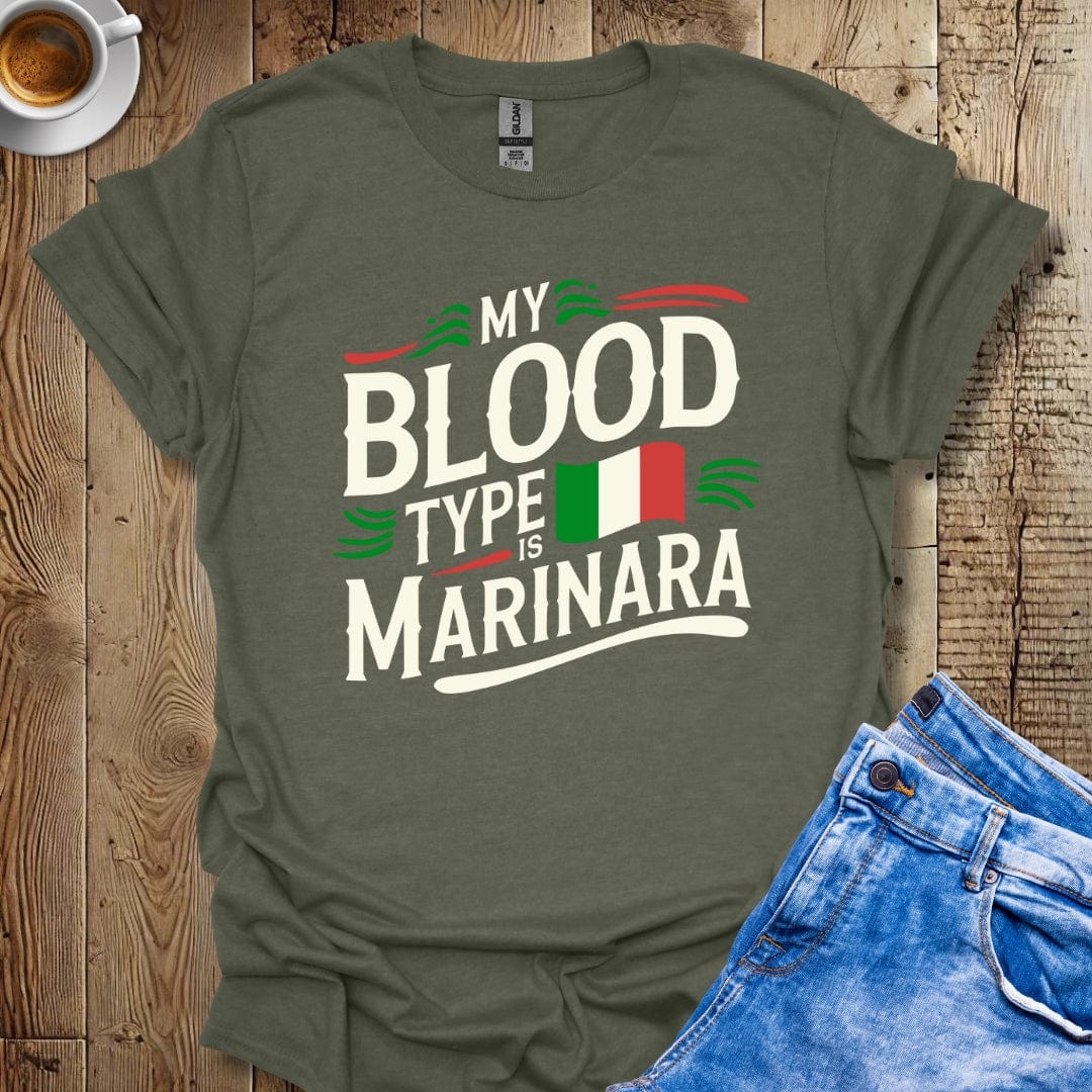 Funny My Blood Type Is Marinara Italian Pride T-shirt