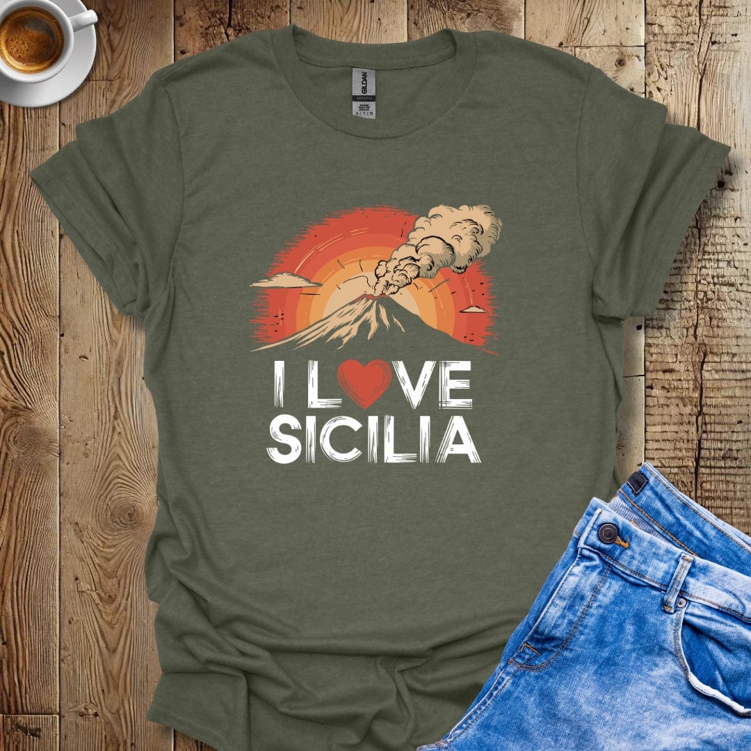 I Love Sicilia Mt Etna Sunset T-shirt