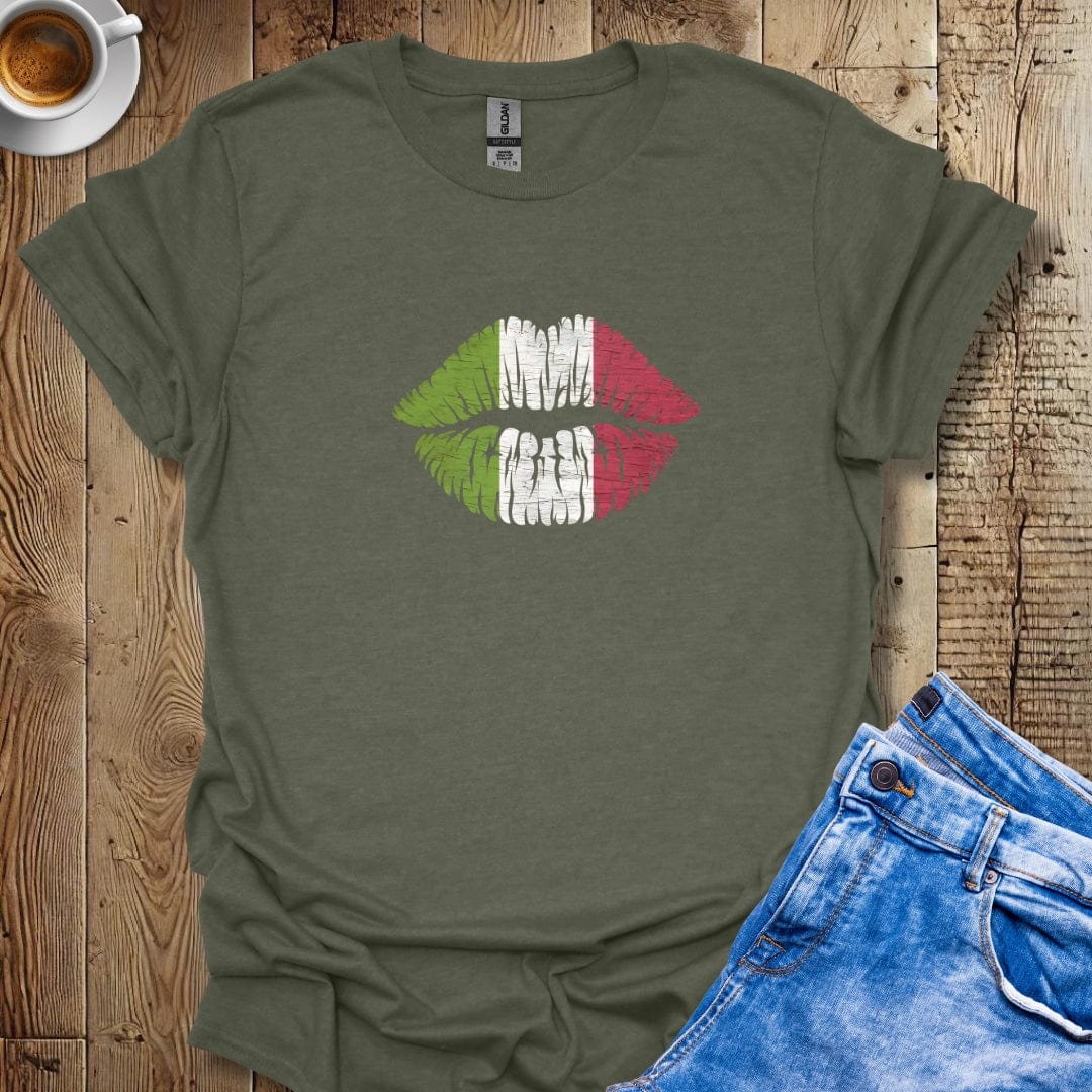Italian Flag Lips Bacio Italian Pride T-shirt