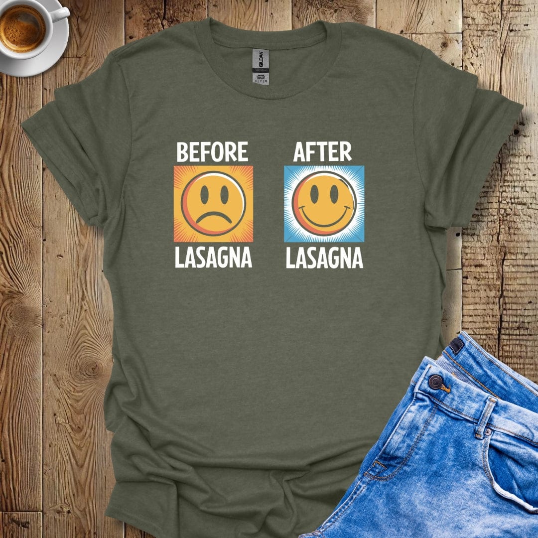 Before Lasagna After Lasagna T-shirt
