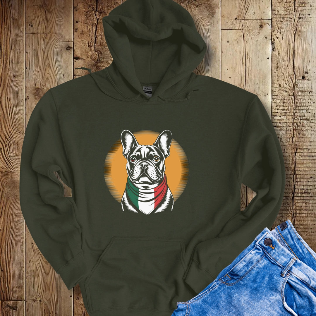 French Bulldog Italian Flag Bandana Hoodie Sweatshirt