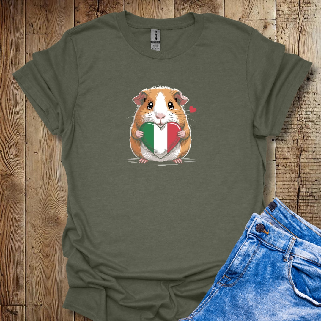 Guinea Pig with Italian Heart Flag T-shirt