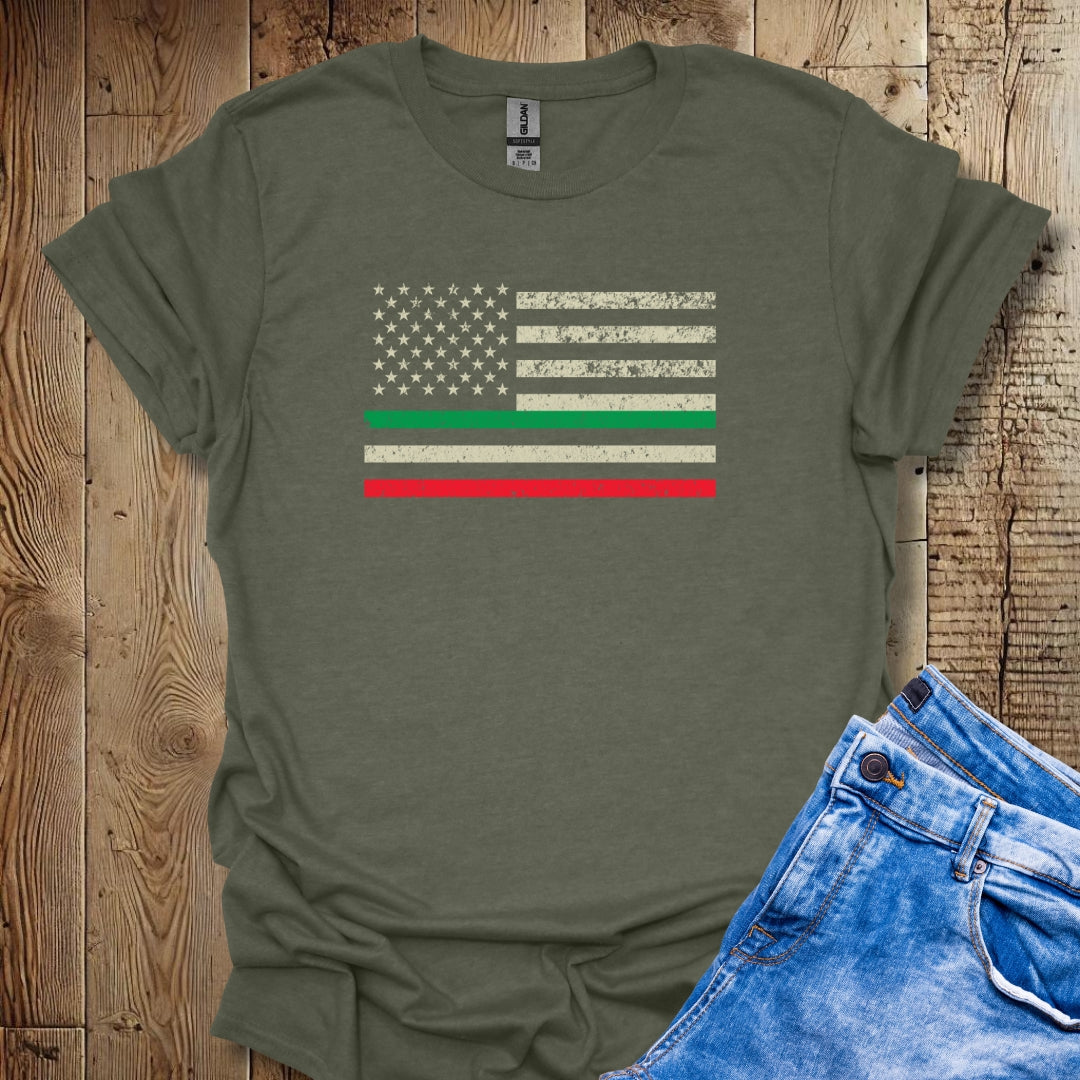American Italian Distressed Flag T-shirt
