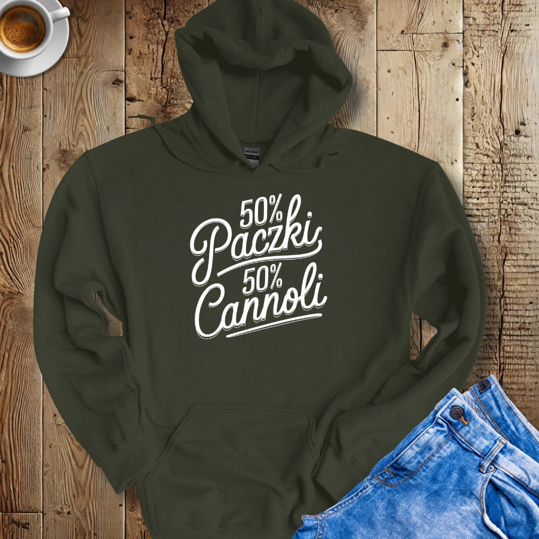 50% Paczki 50% Cannoli Half Polish Italian Hoodie Sweatshirt