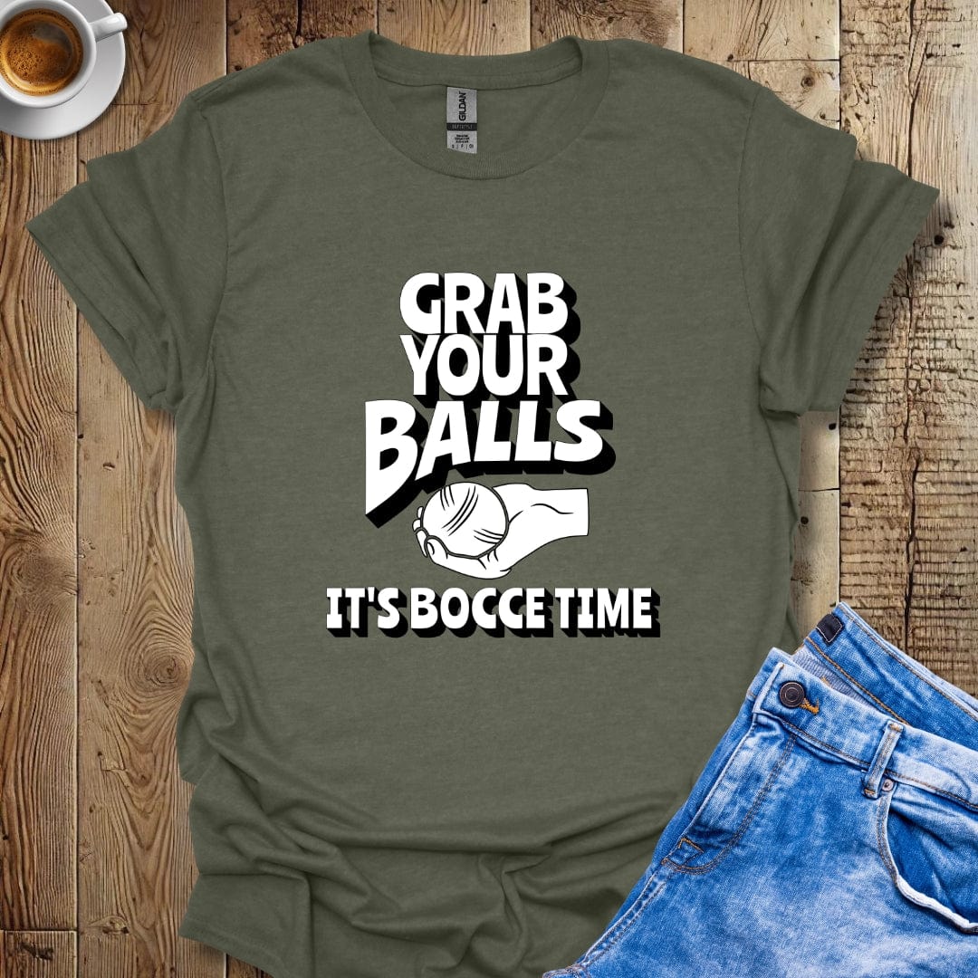 Funny Grab Your Balls It's Bocce Time Italian Pride T-shirt