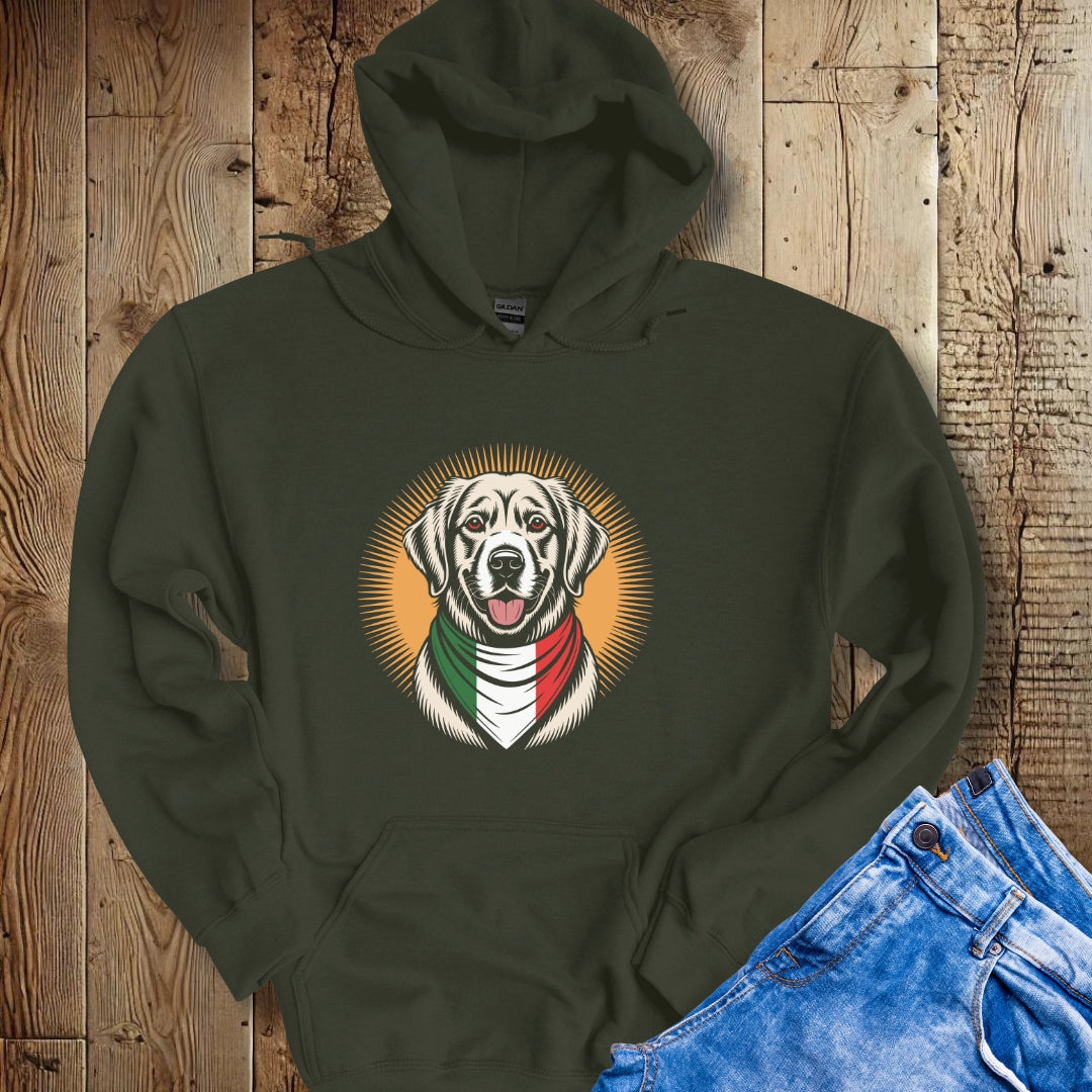 Golden Retriever Italian Flag Bandana Hoodie Sweatshirt