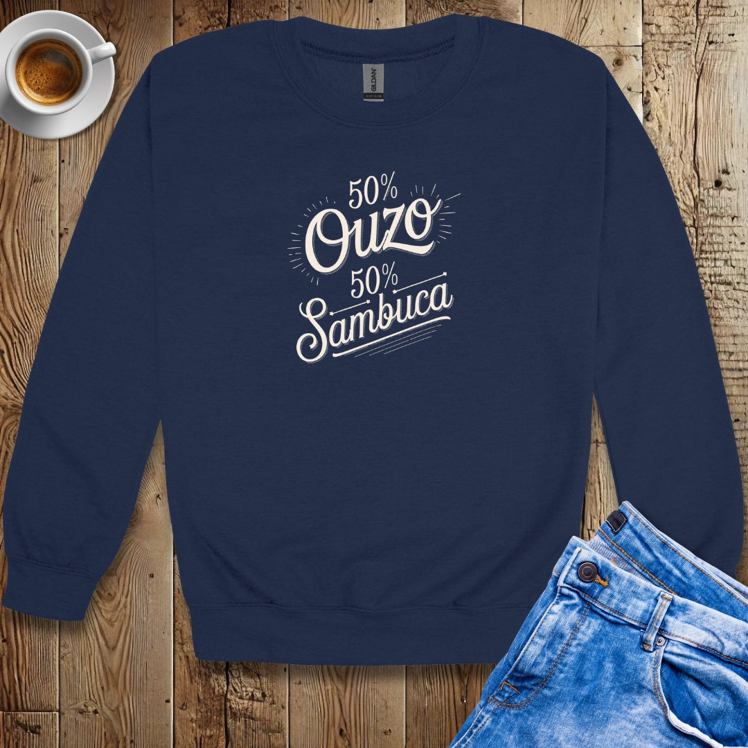 50% Ouzo 50% Sambuca Half Greek Italian Sweatshirt