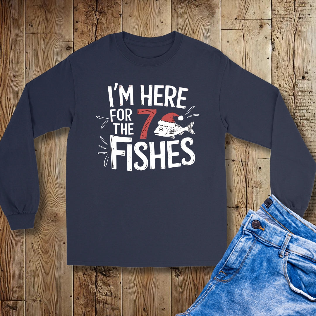 I'm Here for the 7 Seven Fishes Italian Christmas Unisex Long Sleeve Tee