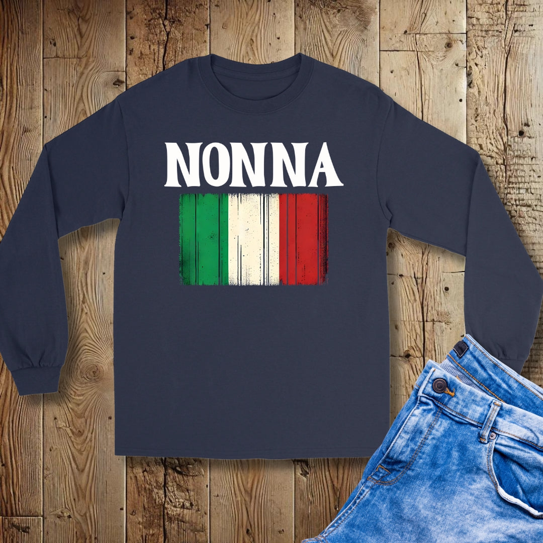 Nonna Distressed Flag Unisex Long Sleeve Tee