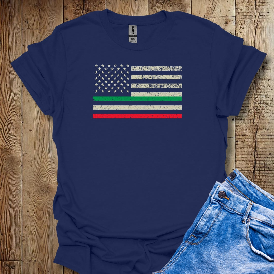 American Italian Distressed Flag T-shirt