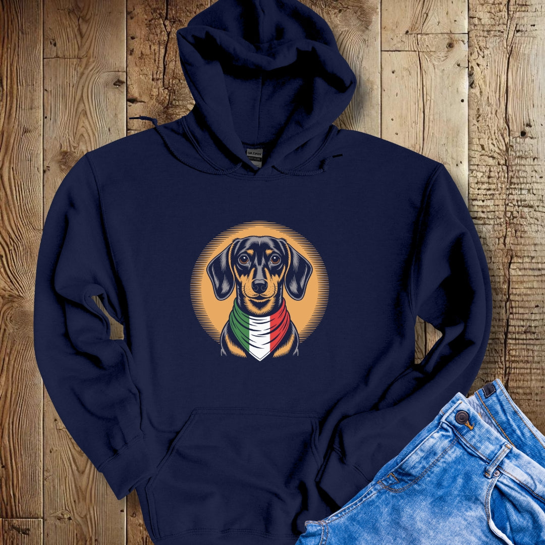 Dachshund Italian Flag Bandana Hoodie Sweatshirt