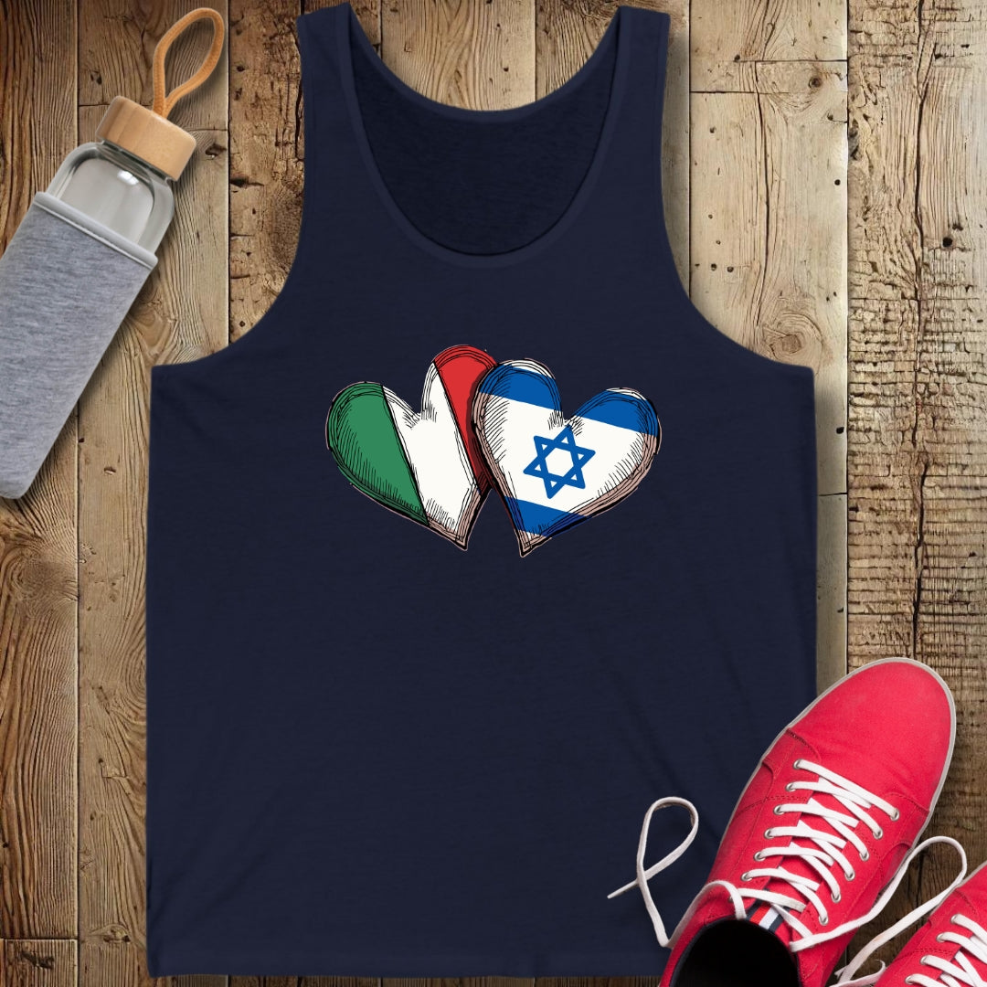 Half Jewish Italian Heart Flags Unisex Jersey Tank
