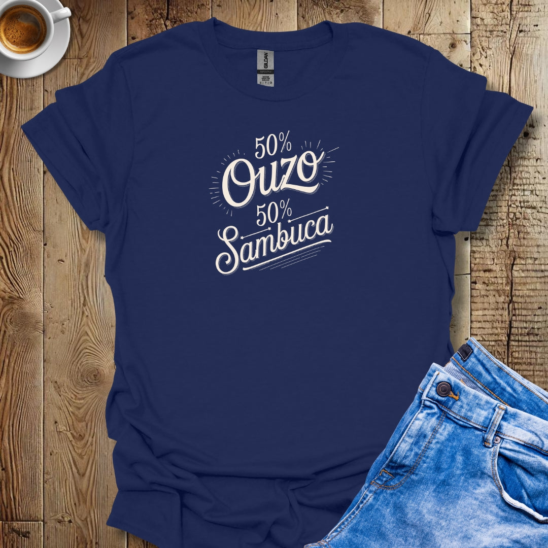 50% Ouzo 50% Sambuca Half Greek Italian T-Shirt