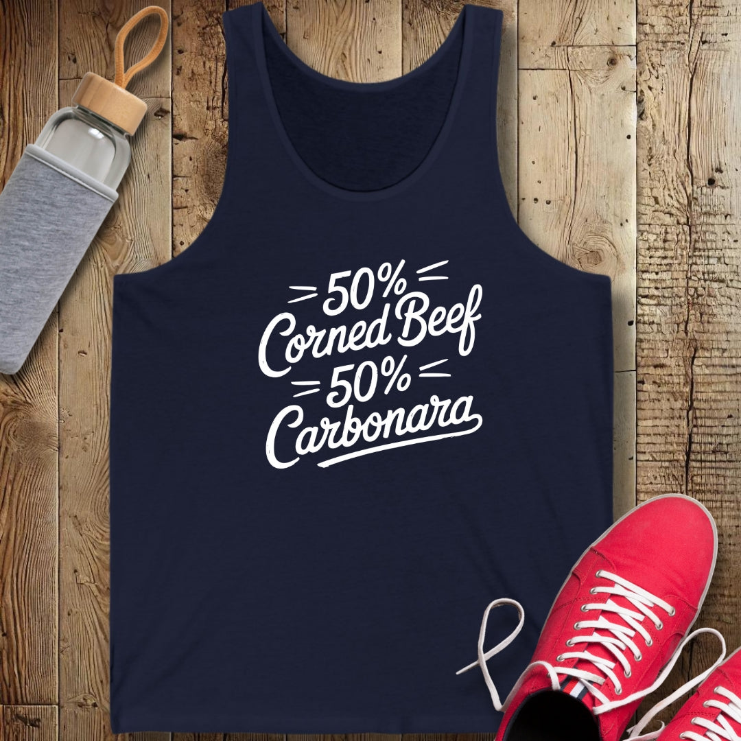 50% Corned Beef 50% Carbonara Half Irish Italian Unisex Jersey Tank