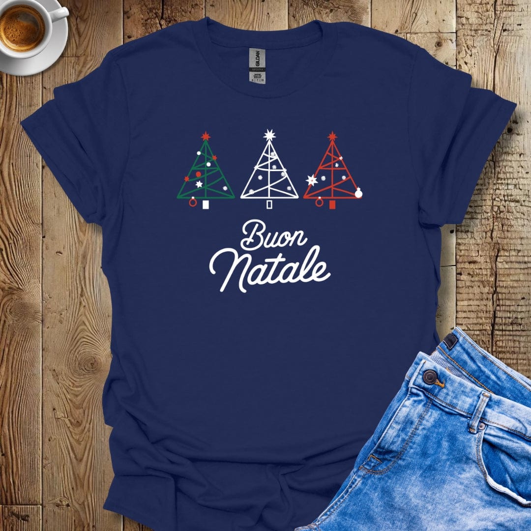 Buon Natale Italian Flag Color Christmas Trees T-shirt