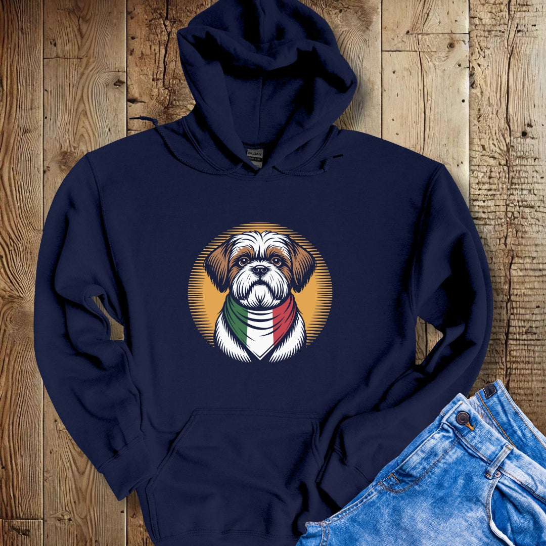 Shih Tzu Italian Flag Bandana Hoodie Sweatshirt