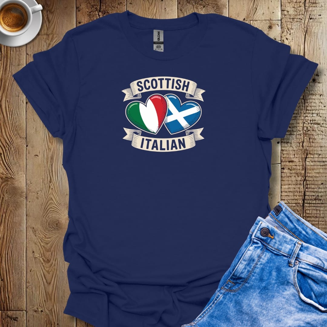 Half Scottish Half Italian Flags T-shirt