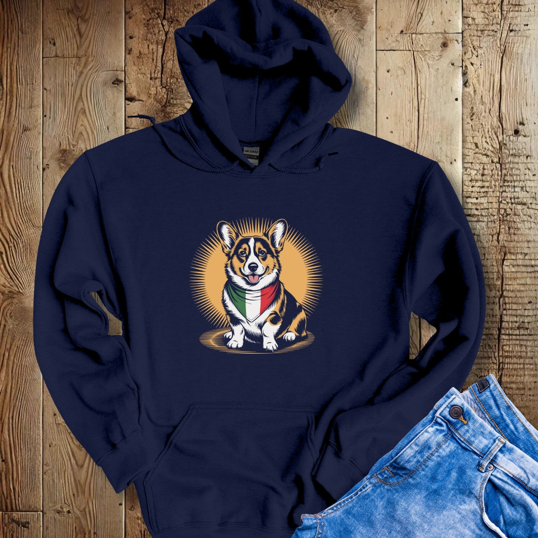 Corgi Italian Flag Bandana Hoodie Sweatshirt
