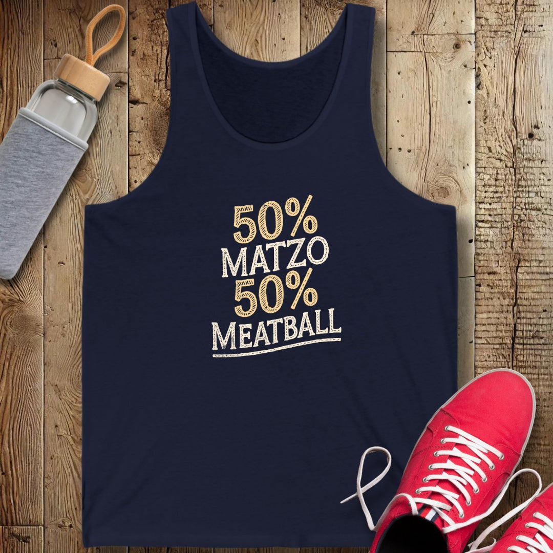 50% Matzo 50% Meatball Half Jewish Italian Unisex Jersey Tank