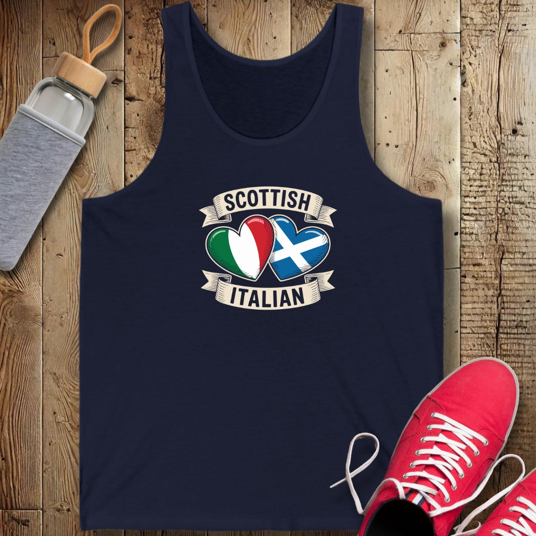 Half Scottish Half Italian Flags Unisex Jersey Tank