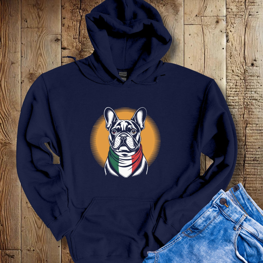 French Bulldog Italian Flag Bandana Hoodie Sweatshirt