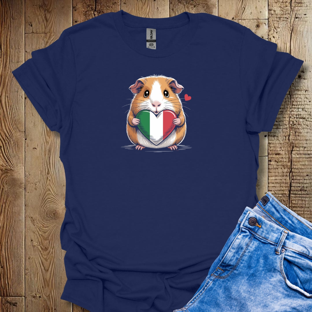 Guinea Pig with Italian Heart Flag T-shirt