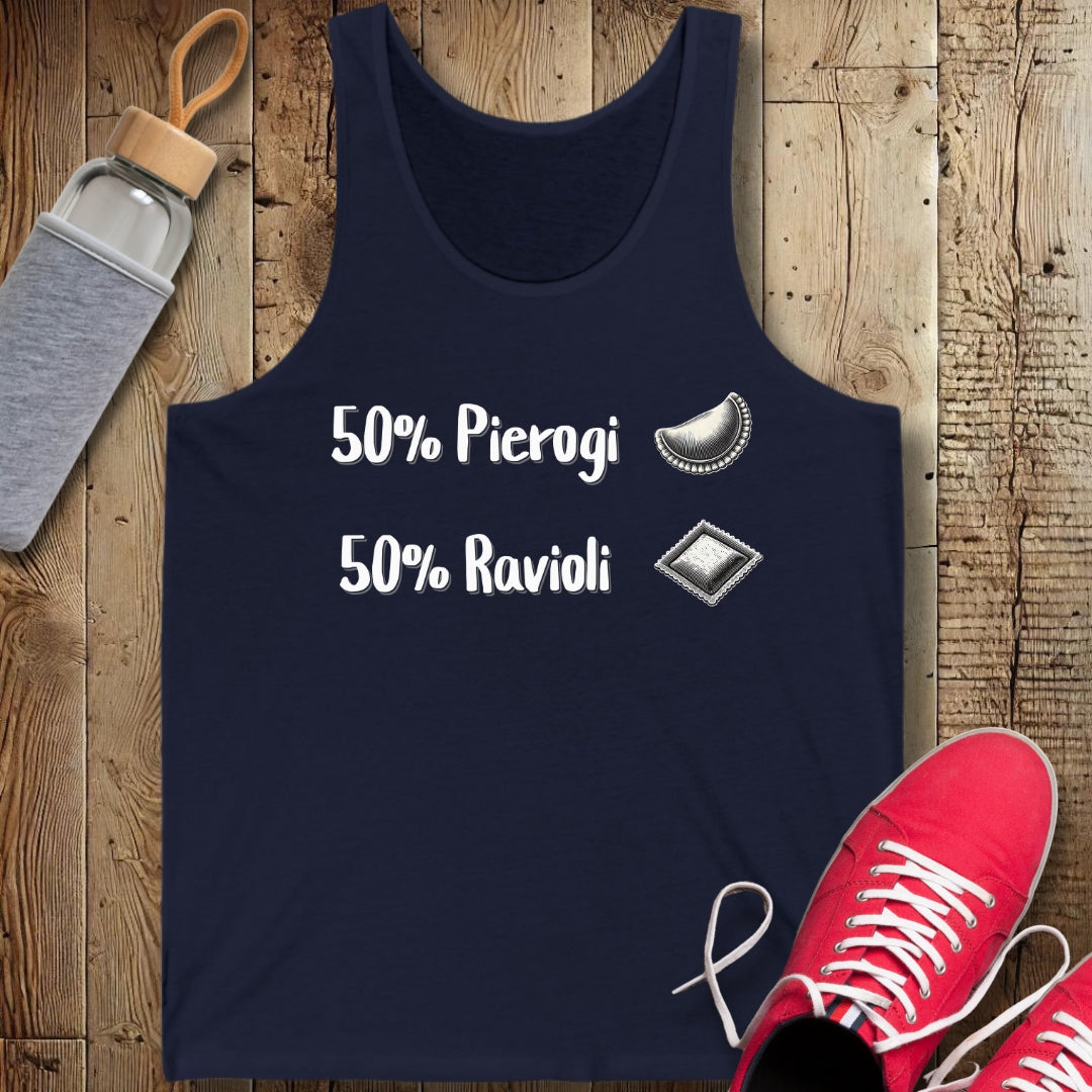 50% Pierogi 50% Ravioli Half Polish Italian Unisex Jersey Tank