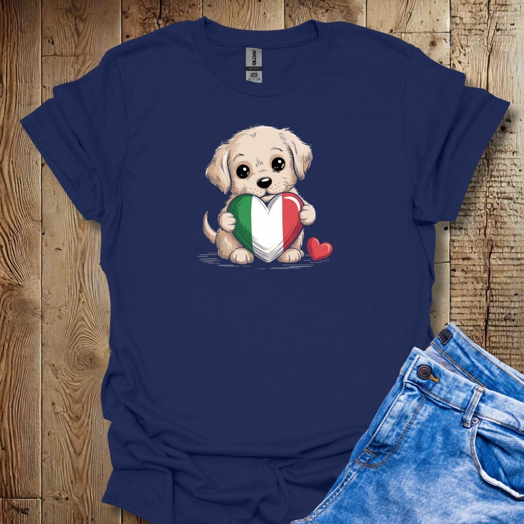 Labrador Puppy with Italian Heart Flag T-shirt