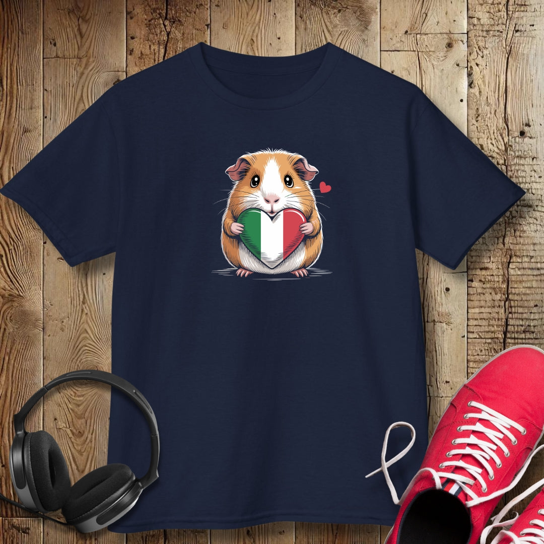 Guinea Pig with Italian Heart Flag Kids Tee